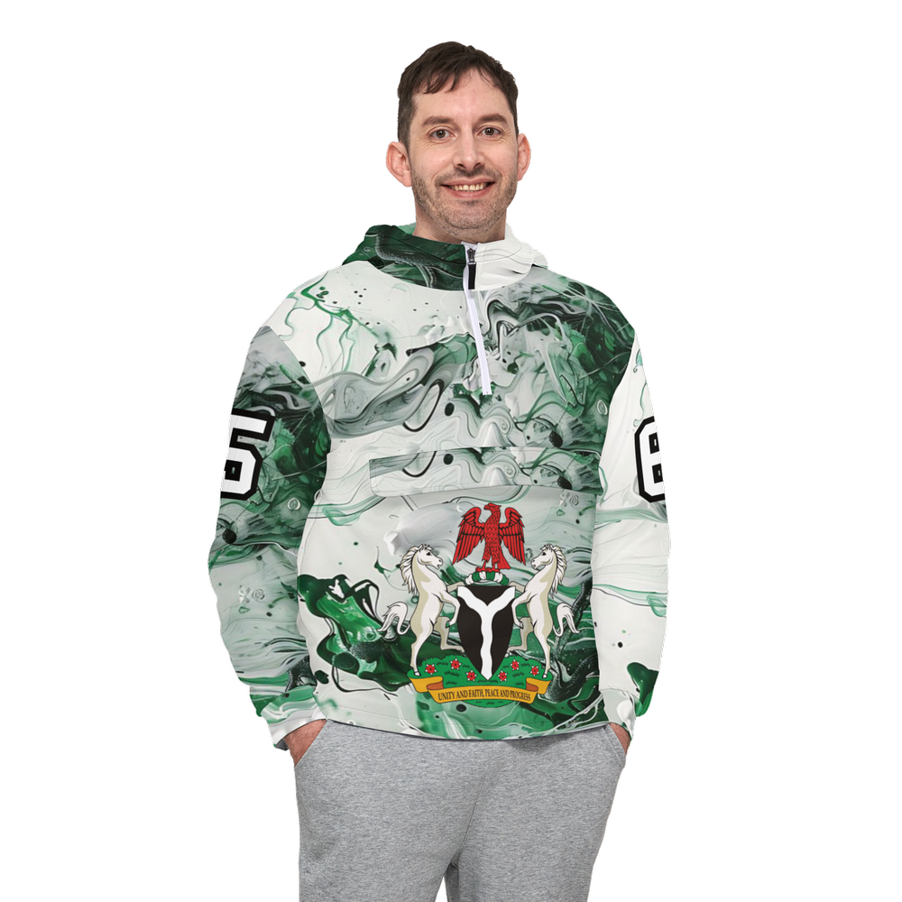 Fleece-Lined Quarter Zip Hoodie-Nigeria Independence