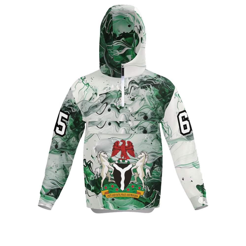 Fleece-Lined Quarter Zip Hoodie-Nigeria Independence