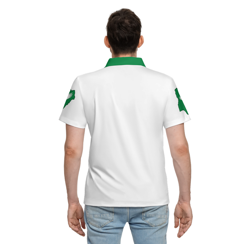 Men's Classic Polo Shirt white nigeria_65 all white-green stripe