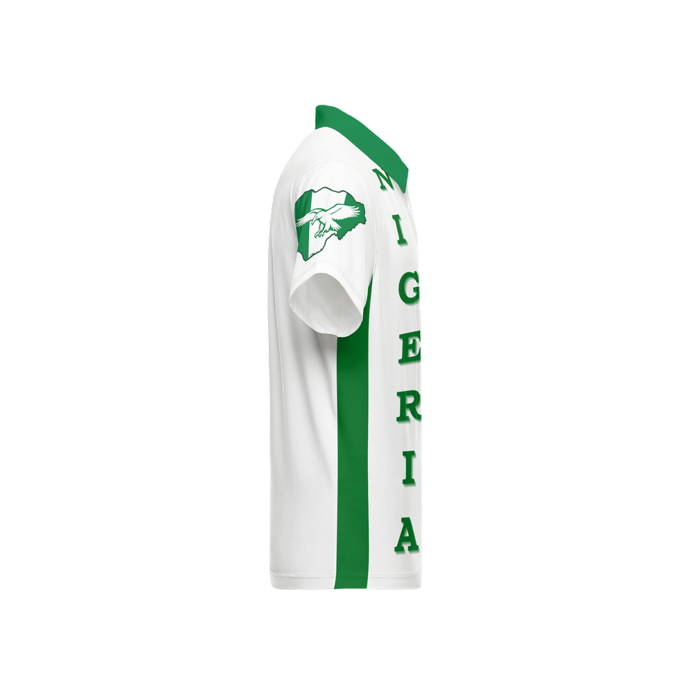 Men's Classic Polo Shirt white nigeria_65 all white-green stripe