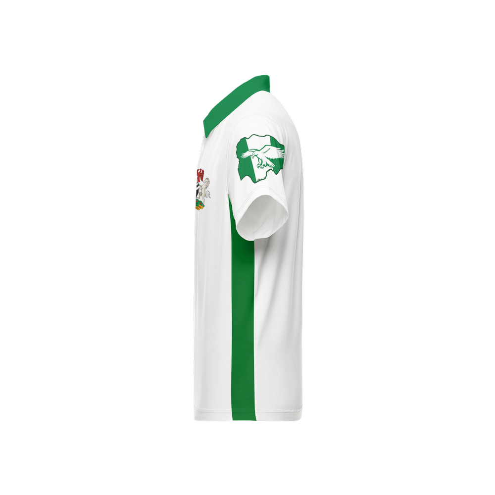 Men's Classic Polo Shirt white nigeria_65 all white-green stripe