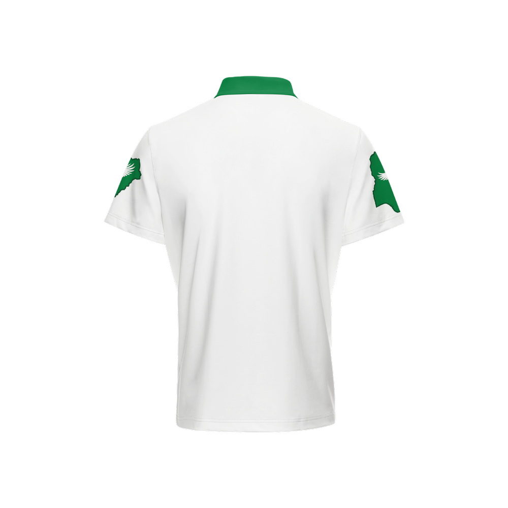 Men's Classic Polo Shirt white nigeria_65 all white-green stripe