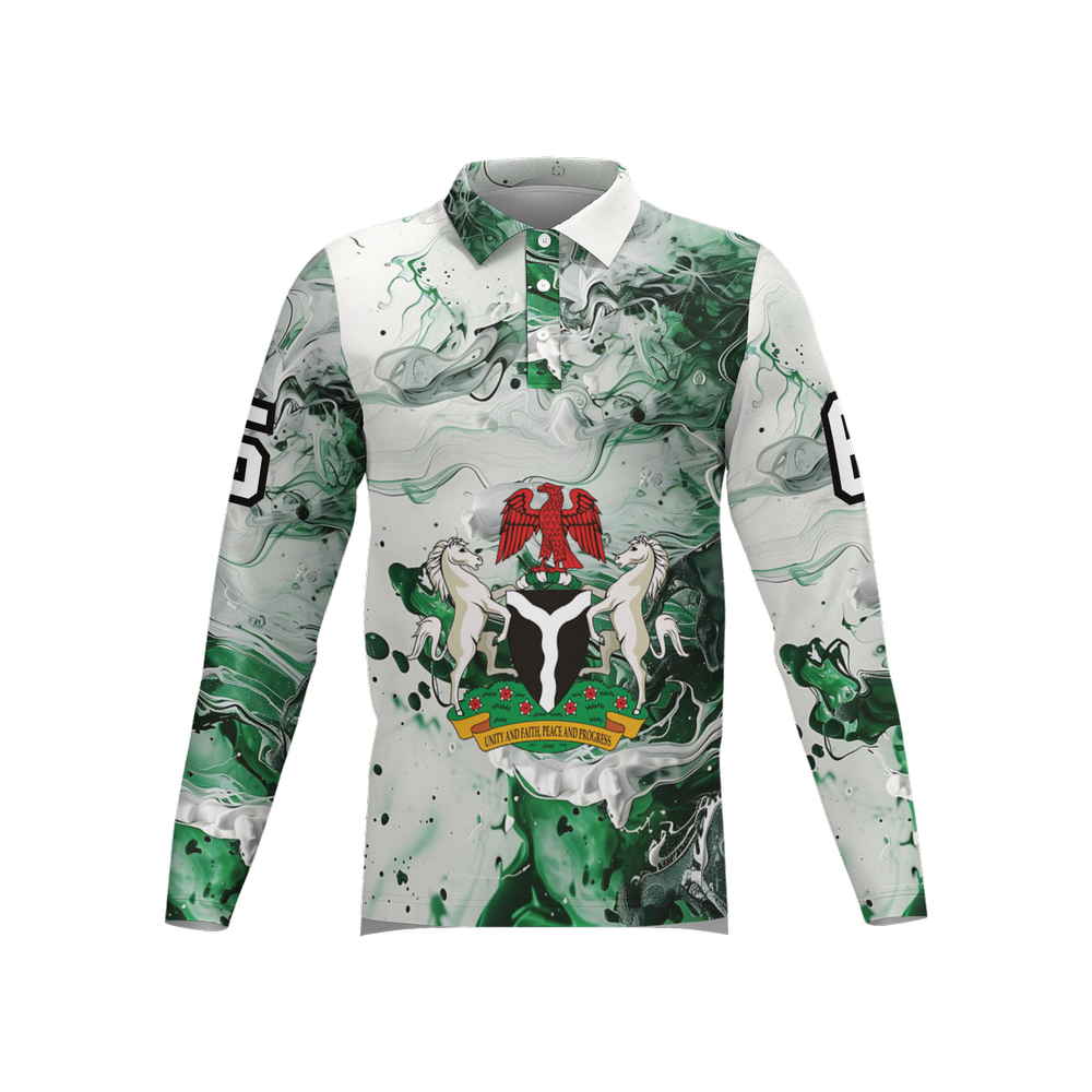 Men's Classic Long-Sleeve Nigeria Independence Polo Shirt-