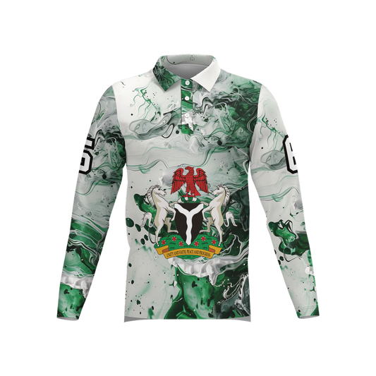 Men's Classic Long-Sleeve Nigeria Independence Polo Shirt-