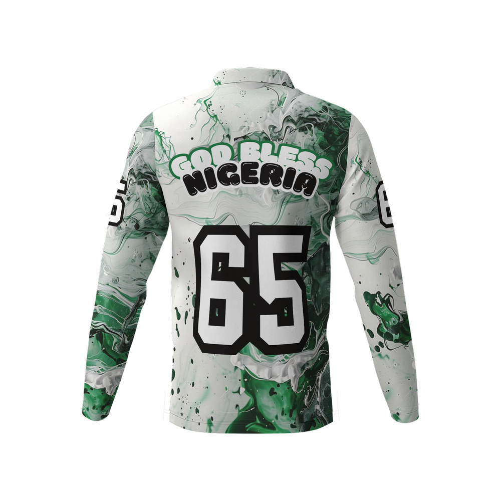 Men's Classic Long-Sleeve Nigeria Independence Polo Shirt-