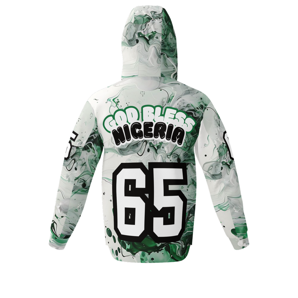Fleece-Lined Quarter Zip Hoodie-Nigeria Independence