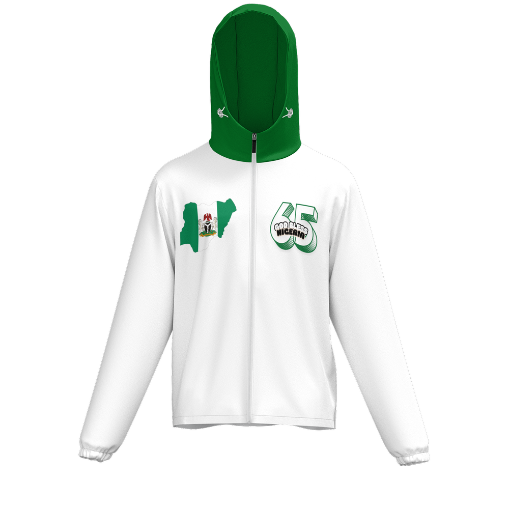 Nigeria Independence Unisex Full-Zip Hooded Jacket green back
