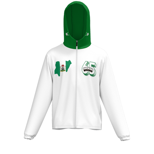 Nigeria Independence Unisex Full-Zip Hooded Jacket green back